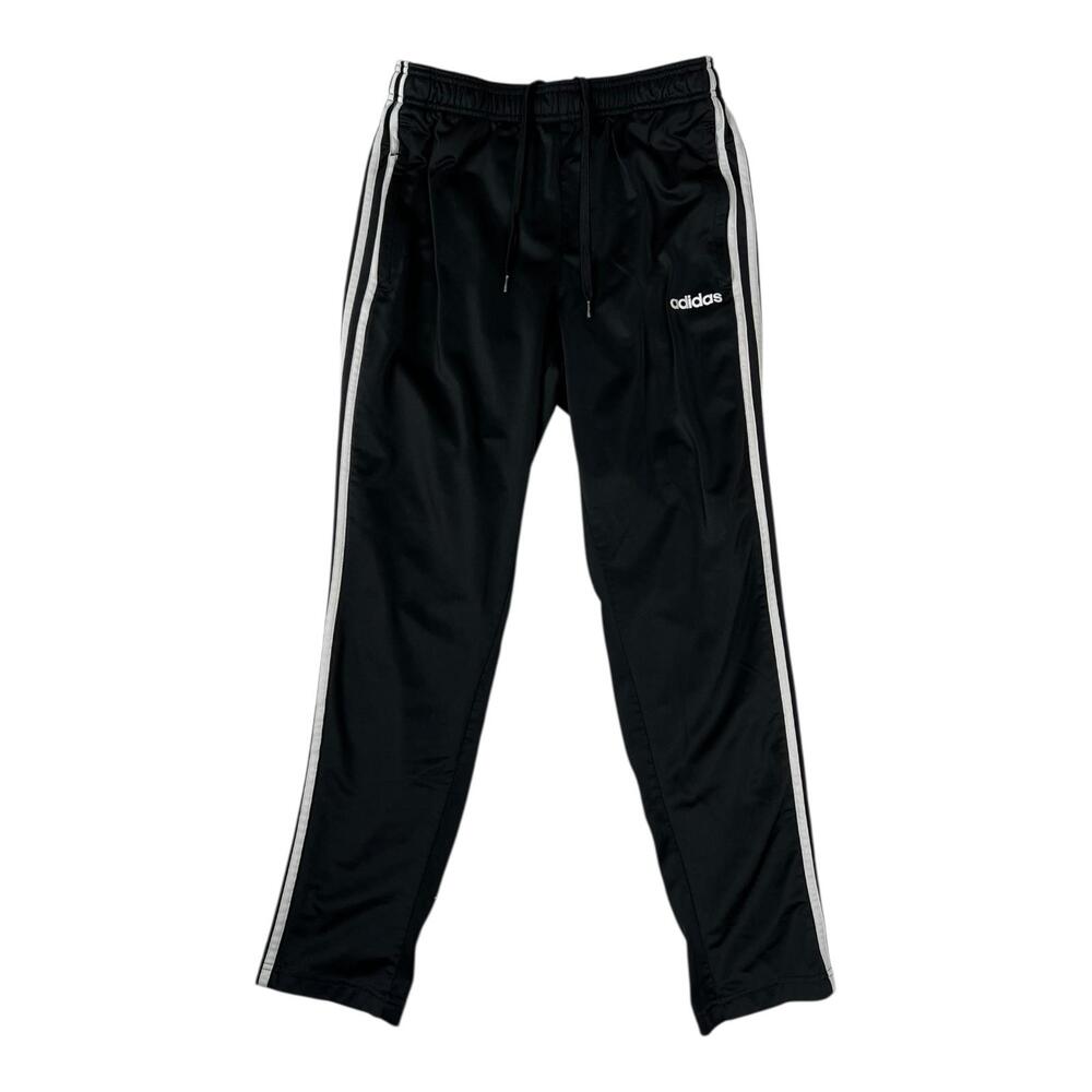 Adidas Track Pants Mens Large Black 3 Stripe Zip Pocket Joggers Athletic Running